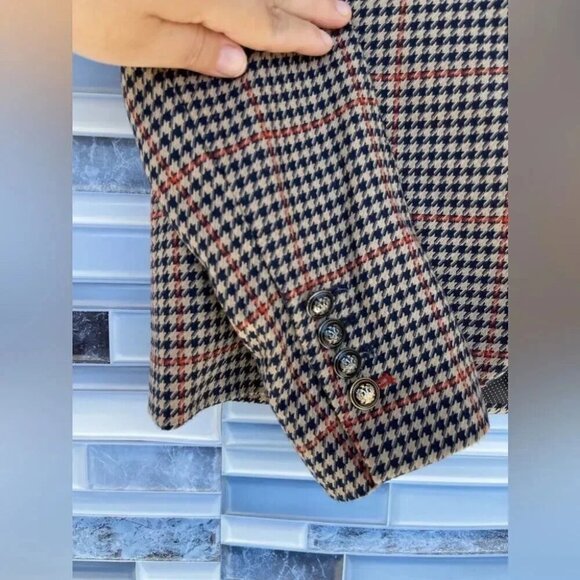 zara check gingham blazer jacket button size XS - Picture 6 of 16